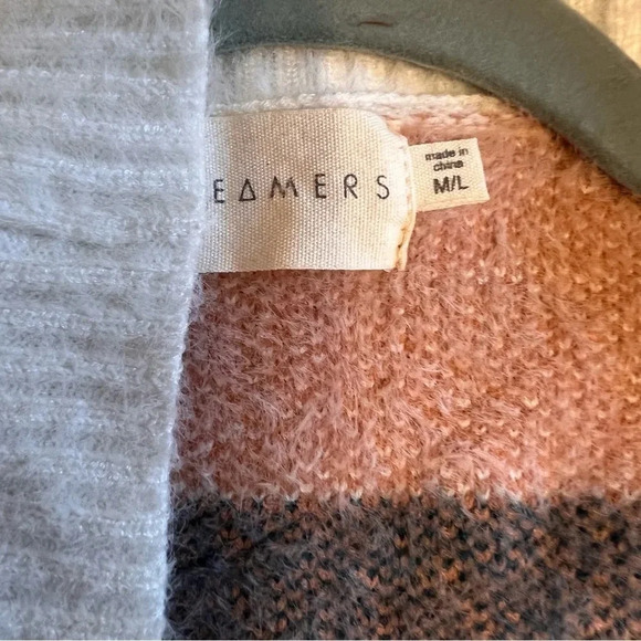 Dreamers Colorblock Cardigan Blush Pink Green Cozy Open Front Sweater M L Boho - Picture 6 of 9